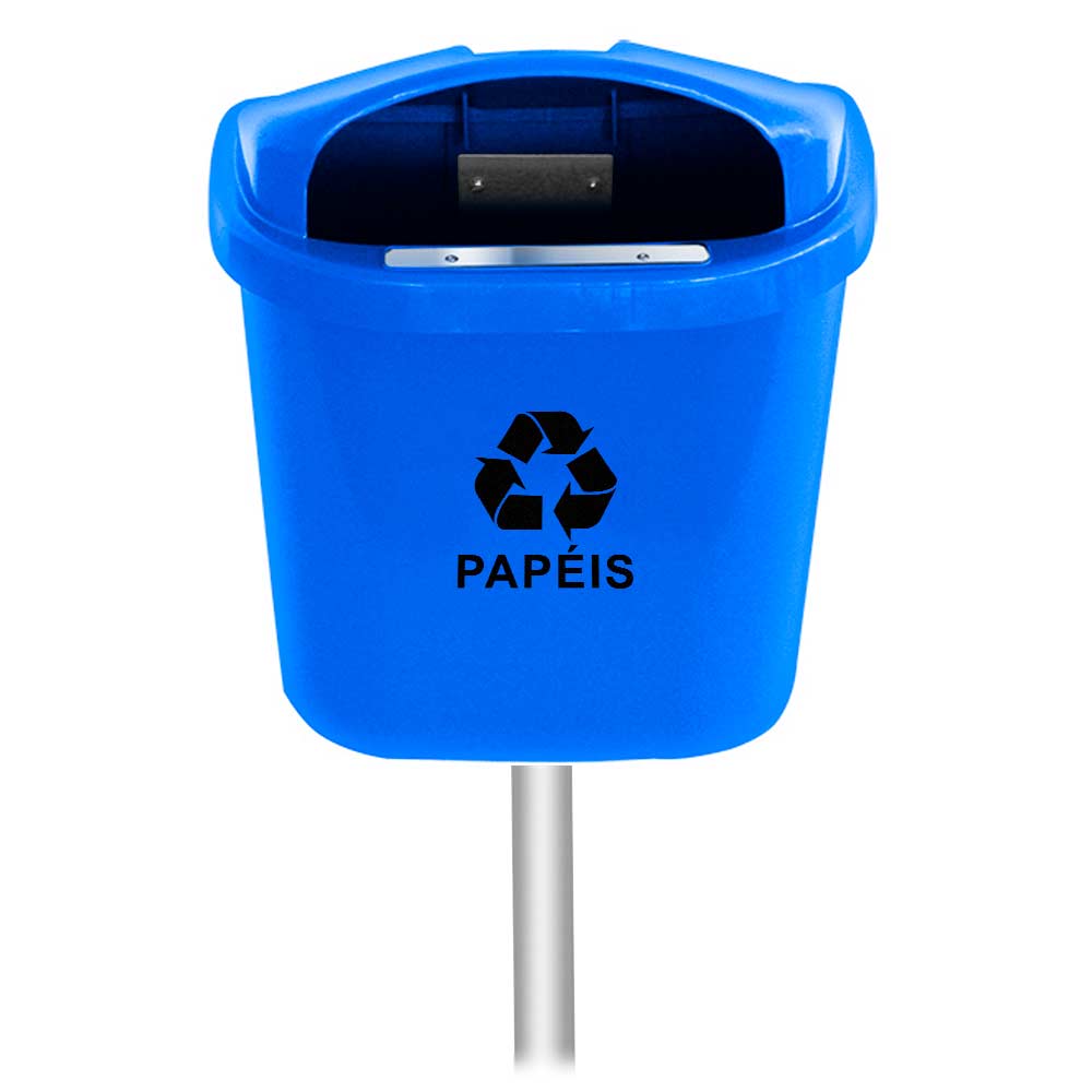 Lixeira Individual JSN Coleta Seletiva 40L Azul C/Poste