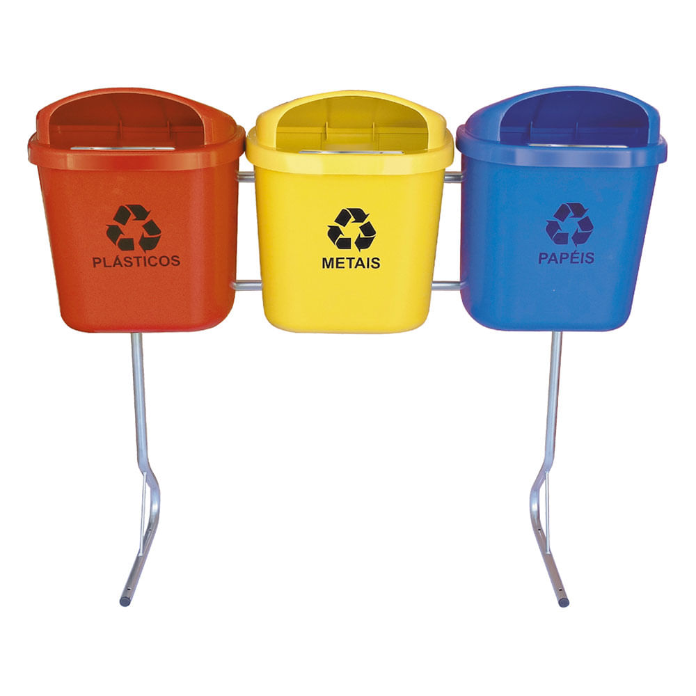 Conjunto para Coleta Seletiva JSN 3 Cestos ST14 40LT