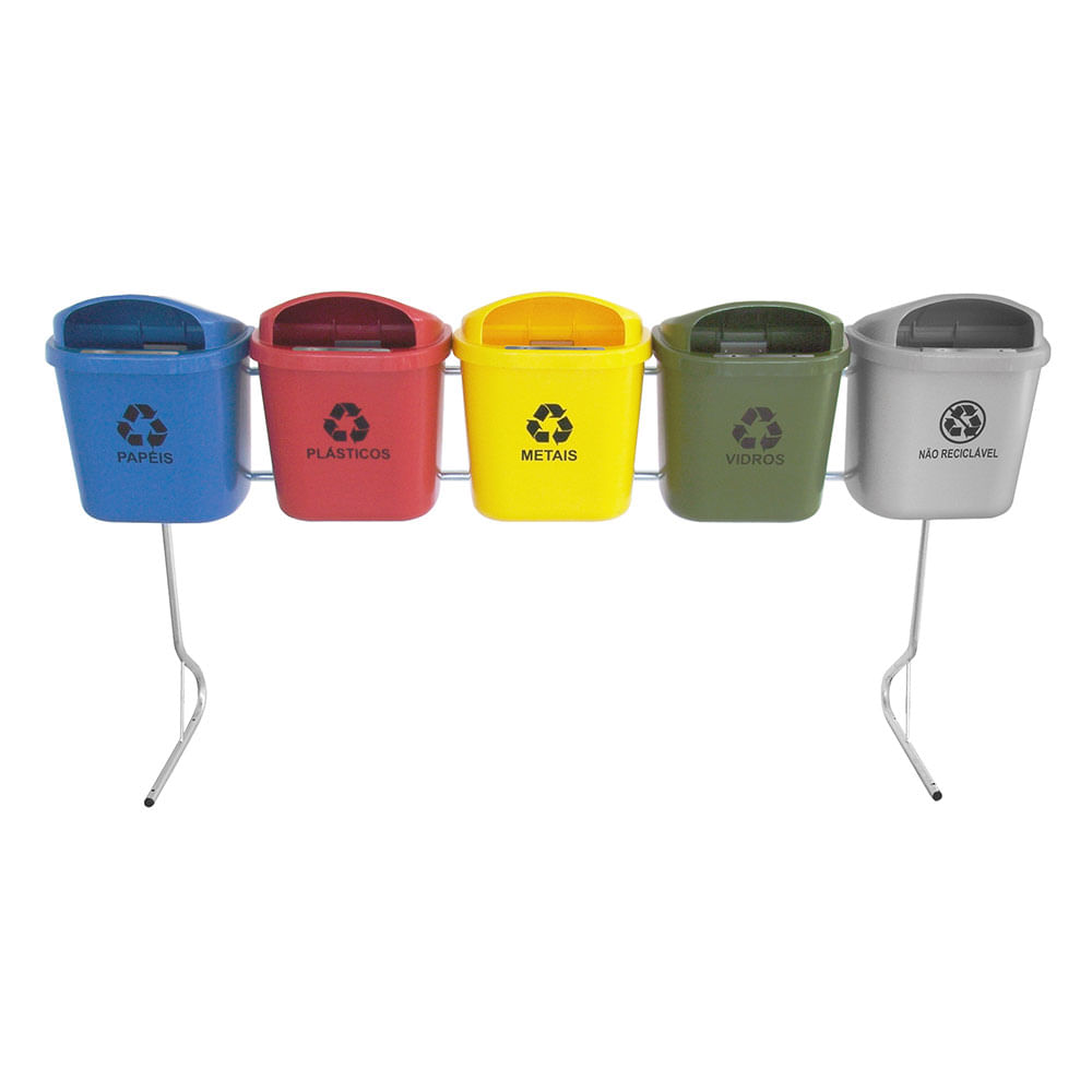 Conjunto para Coleta Seletiva JSN 5 Cestos ST5 40LT