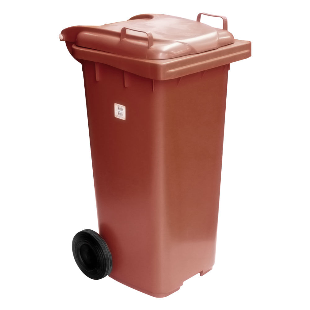 Contêiner de Lixo JSN em Plástico com Rodas 120L Marrom