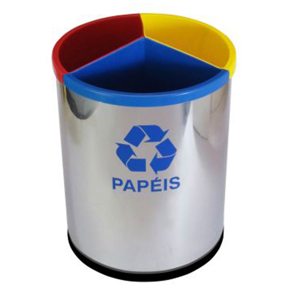 Lixeira Coleta Seletiva JSN Mix Inox com 3 Divisões