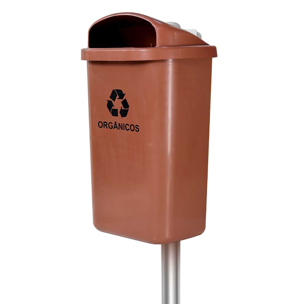 Lixeira Individual JSN Coleta Seletiva 50L Marrom C/Poste