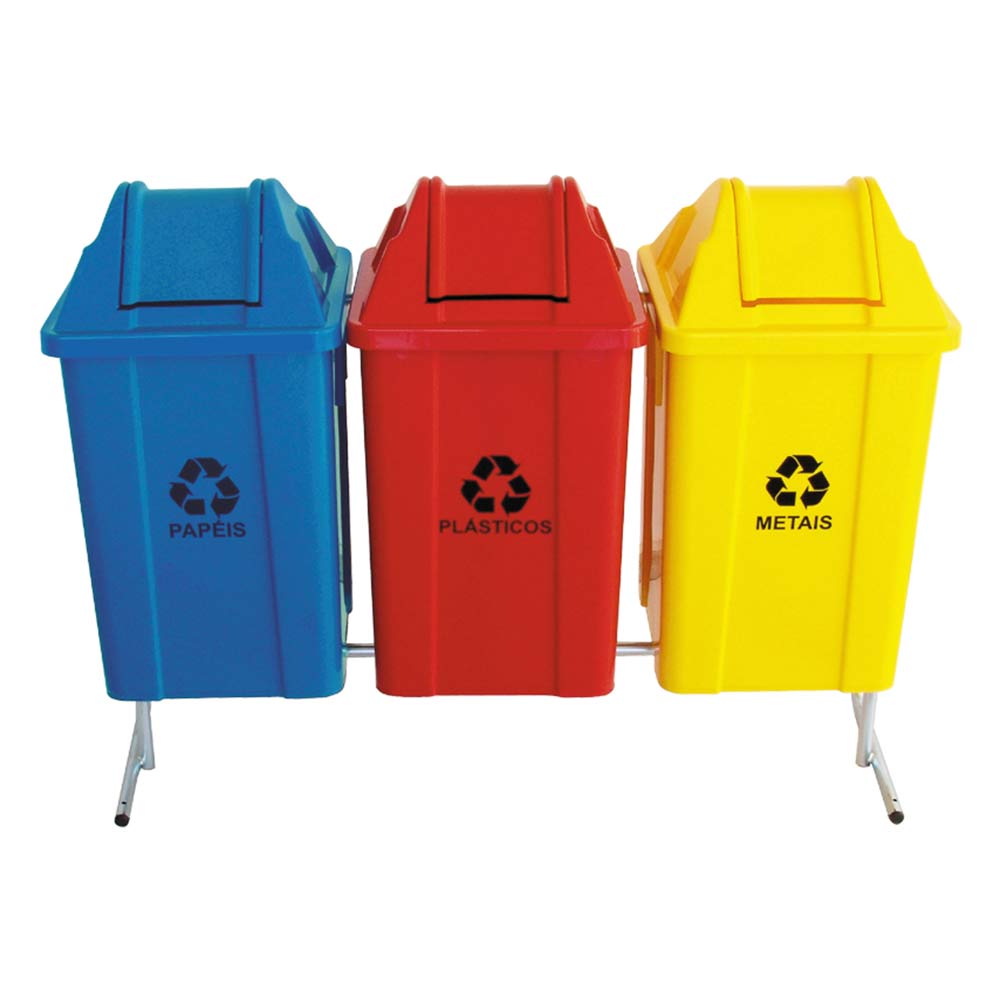 Conjunto para Coleta Seletiva JSN 3 Cestos ST20 100LT