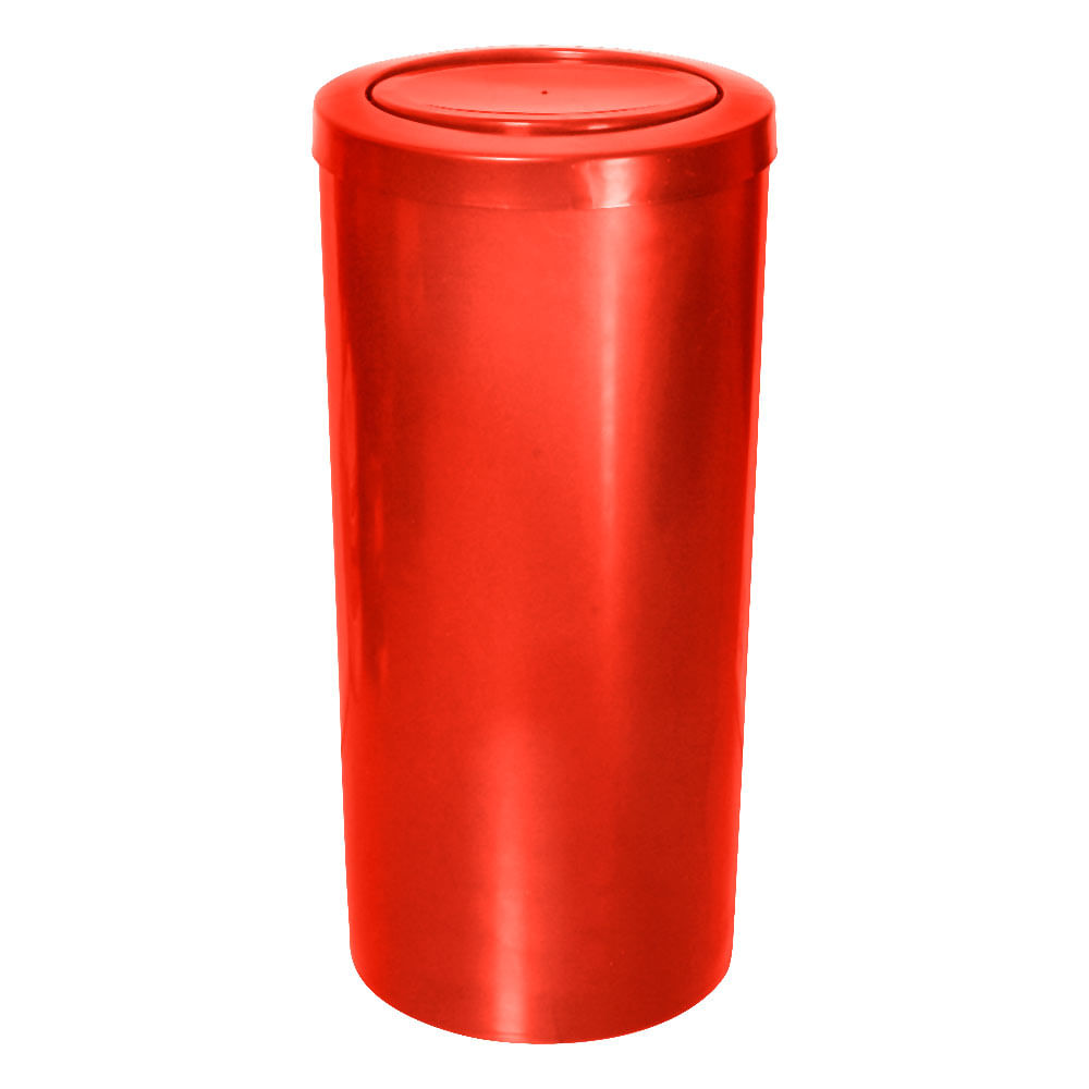 Lixeira Plástica JSN c/ Tampa Meia Esfera Vermelha 50 Litros