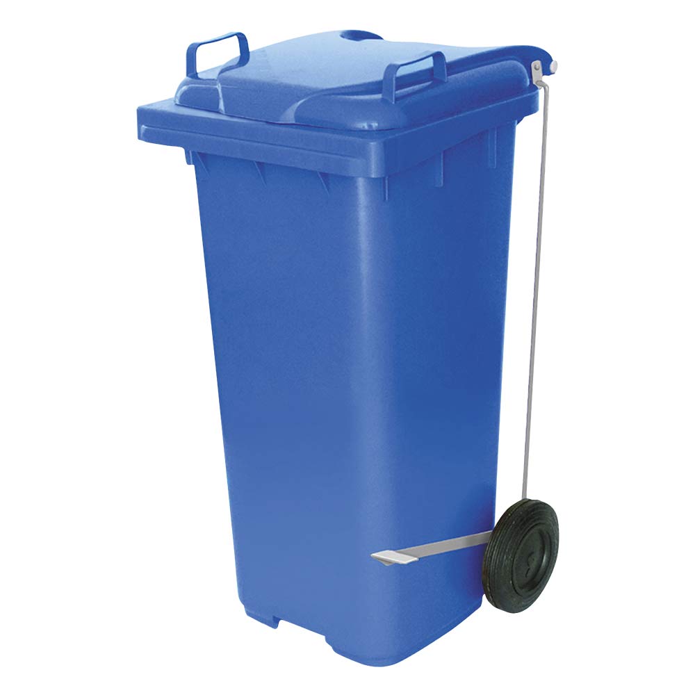 Contêiner de Lixo JSN Plástico c/ Pedal Lateral 120L Azul