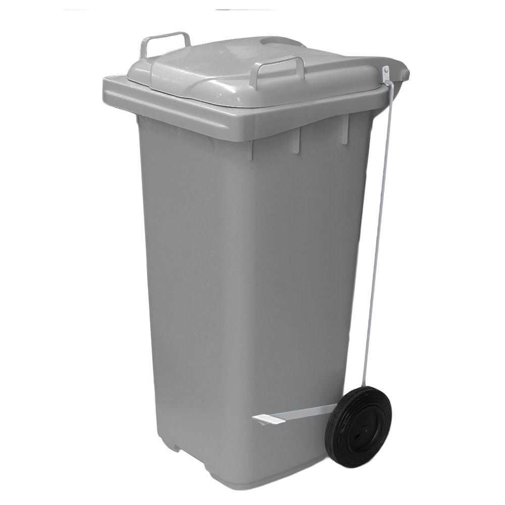 Contêiner de Lixo JSN Plástico c/ Pedal Lateral 120L Cinza