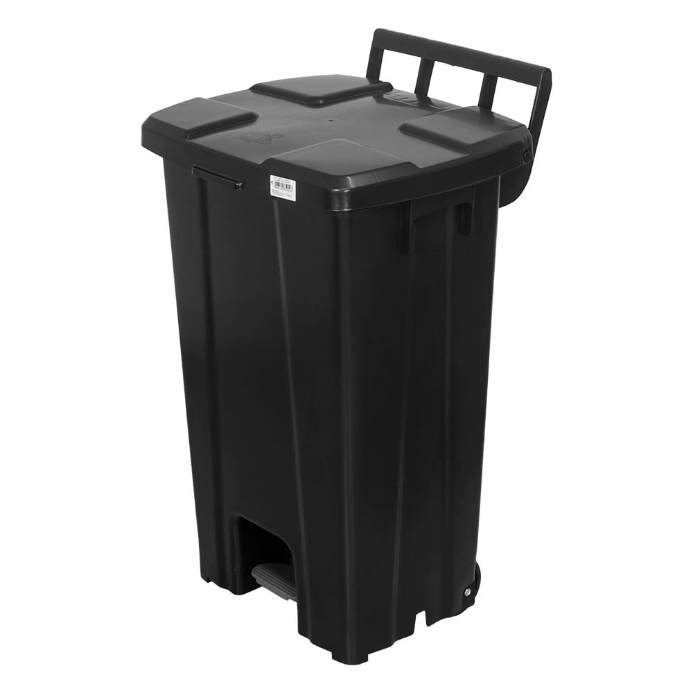 Lixeira Plástica JSN Quadrada com Pedal 100 Litros Preto