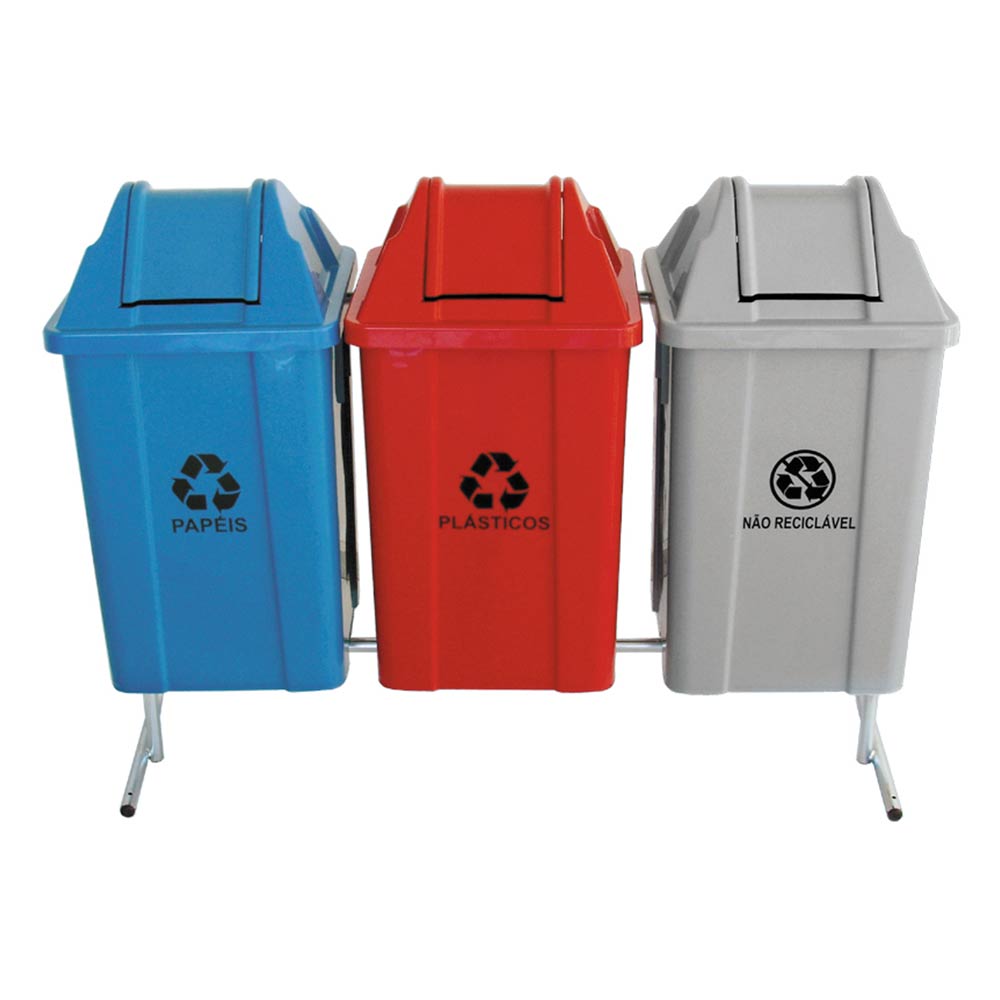 Conjunto para Coleta Seletiva JSN 3 Cestos ST15 60LT