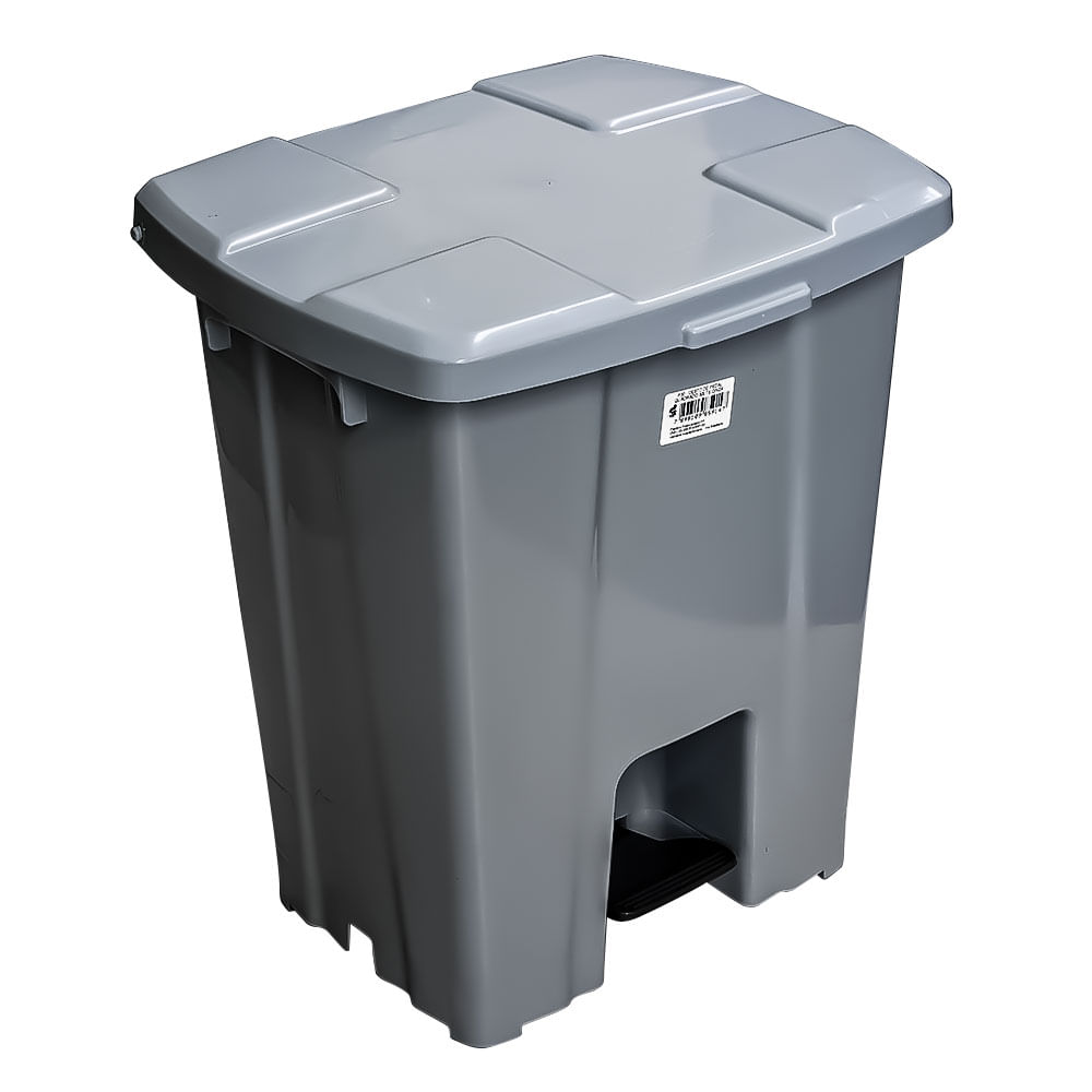 Lixeira Plástica Quadrada com Pedal JSN Cinza 30 Litros