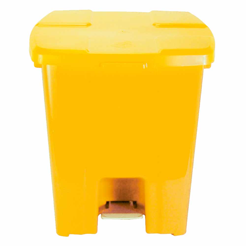Lixeira Plástica Quadrada com Pedal JSN Amarela 30 Litros