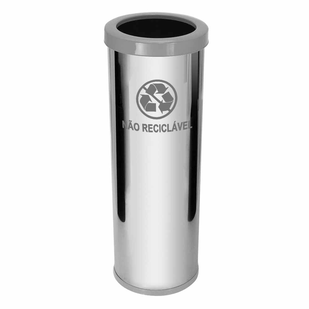 Lixeira em Aço Inox JSN Com Aro Cinza 30 Litros