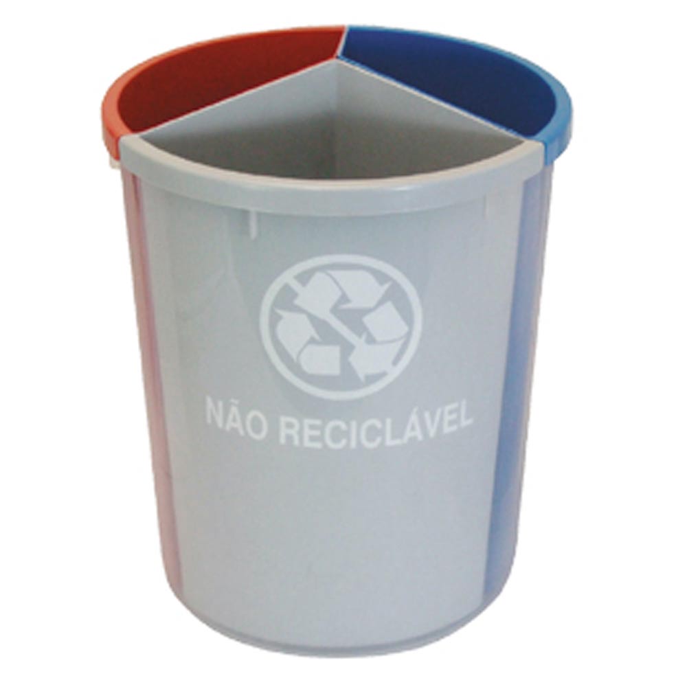 Lixeira Coleta Seletiva JSN Mix Plástica com 3 Divisões