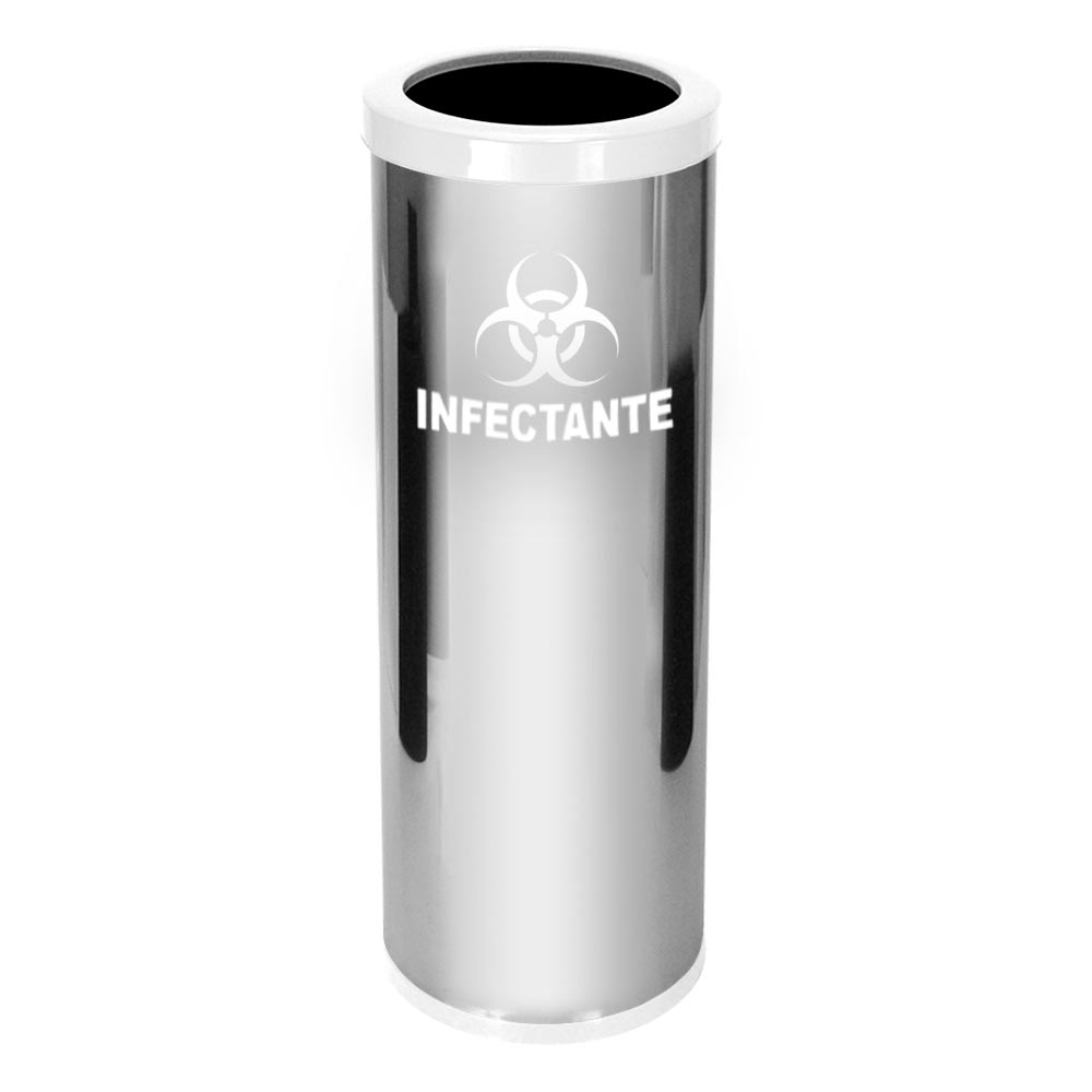 Lixeira em Aço Inox JSN Com Aro Plástico Branco 30 Litros