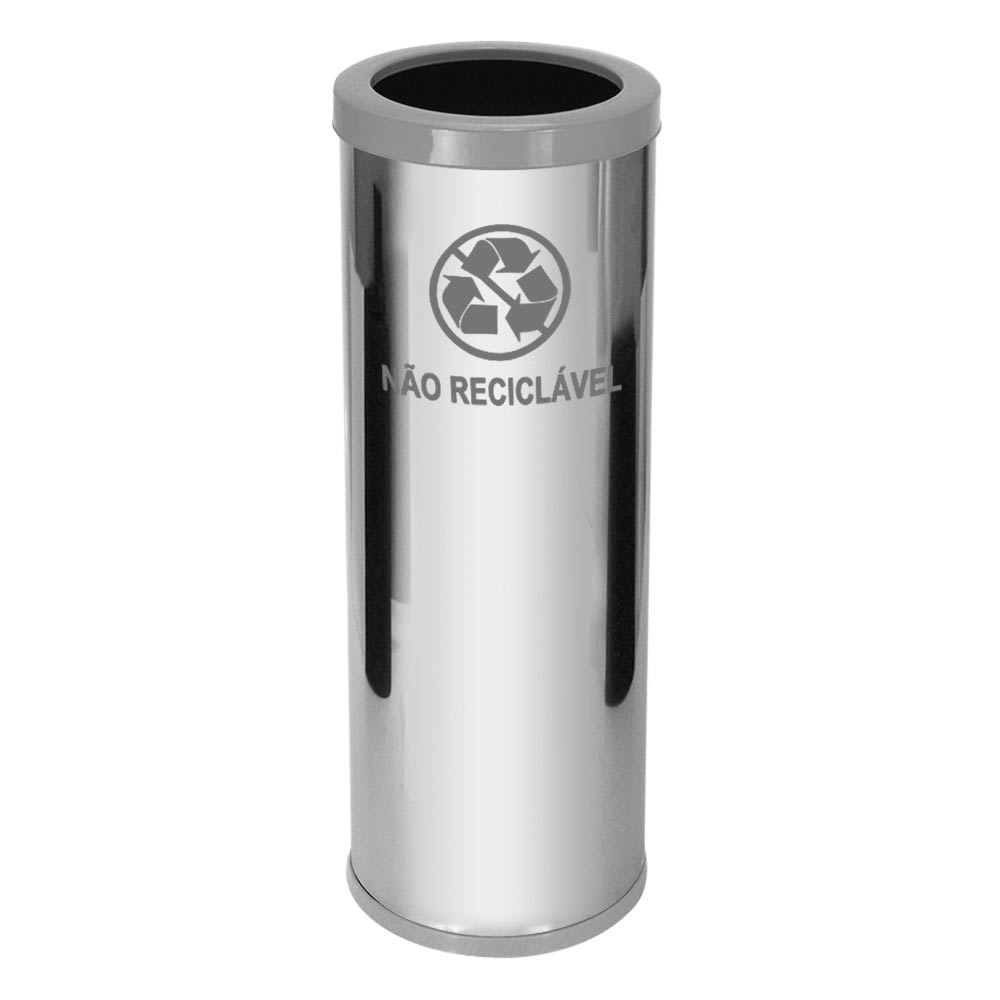Lixeira em Aço Inox JSN Com Aro Plástico Cinza 30 Litros