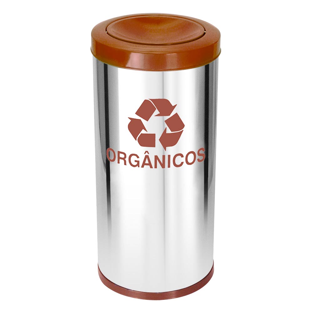 Lixeira em Aço Inox JSN Tampa Meia Esfera Marrom 22 Litros