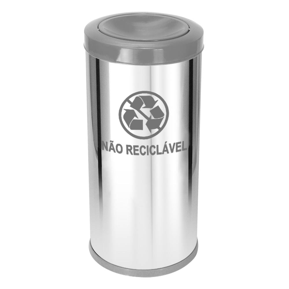 Lixeira em Aço Inox JSN Tampa Meia Esfera Cinza 22 Litros