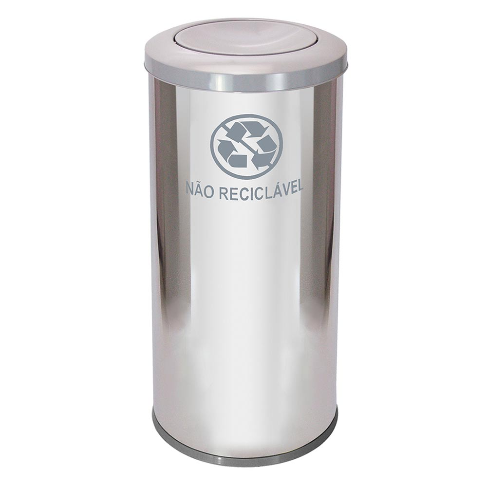 Lixeira em Aço Inox JSN Tampa Meia Esfera Cinza 50 Litros