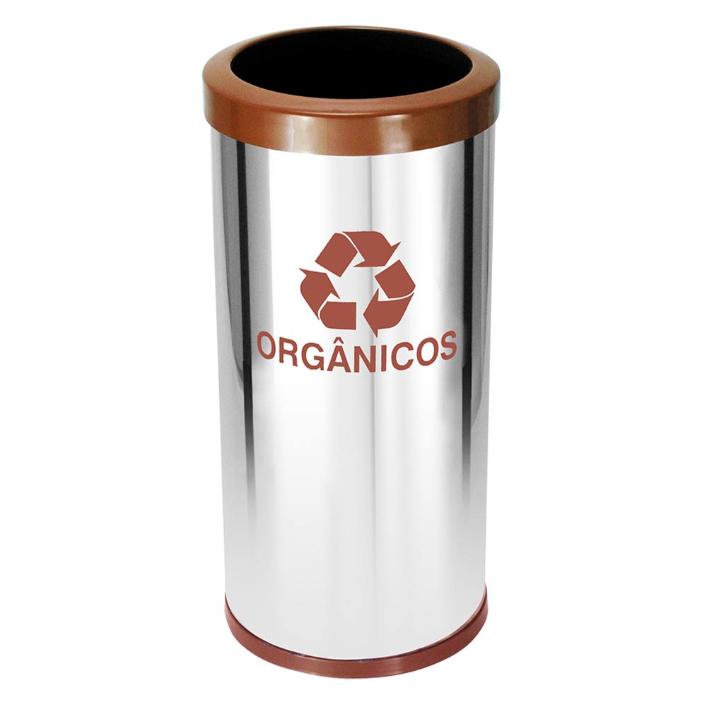 Lixeira em Aço Inox JSN Com Aro Marrom 22 Litros