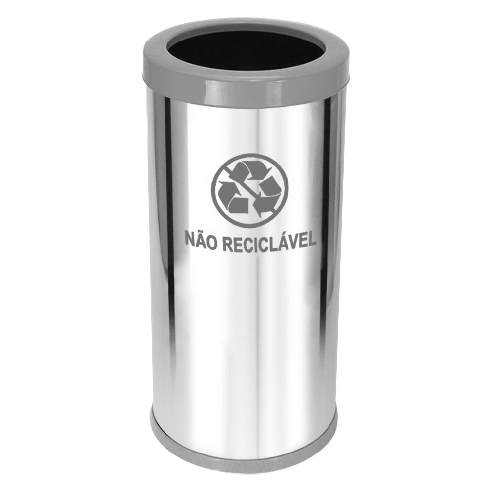 Lixeira em Aço Inox JSN Com Aro Plástico Cinza 50 Litros