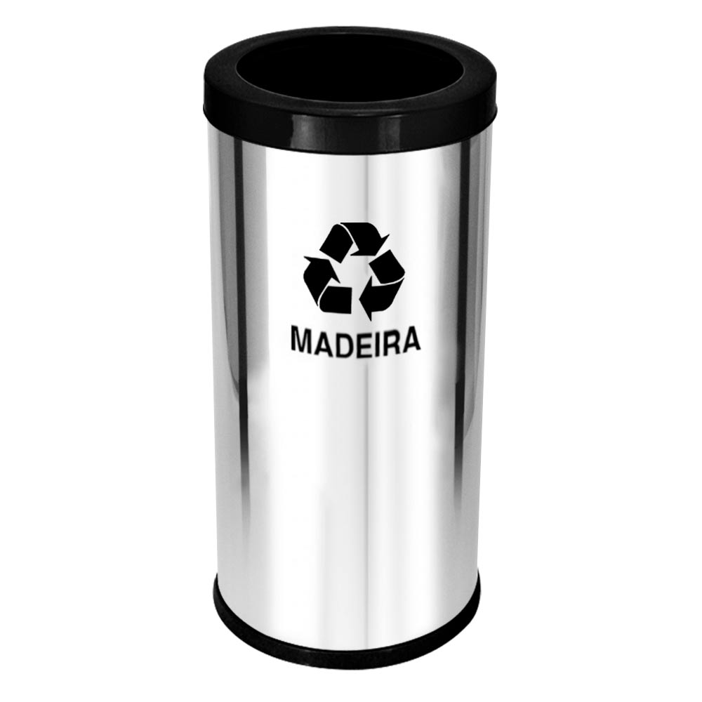 Lixeira em Aço Inox JSN Com Aro Plástico Preto 50 Litros