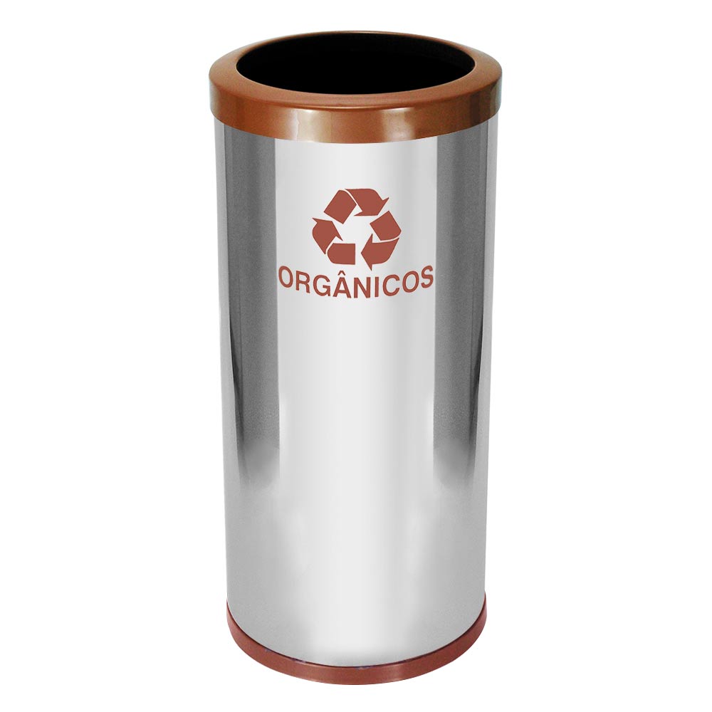 Lixeira em Aço Inox JSN Com Aro Marrom 50 Litros