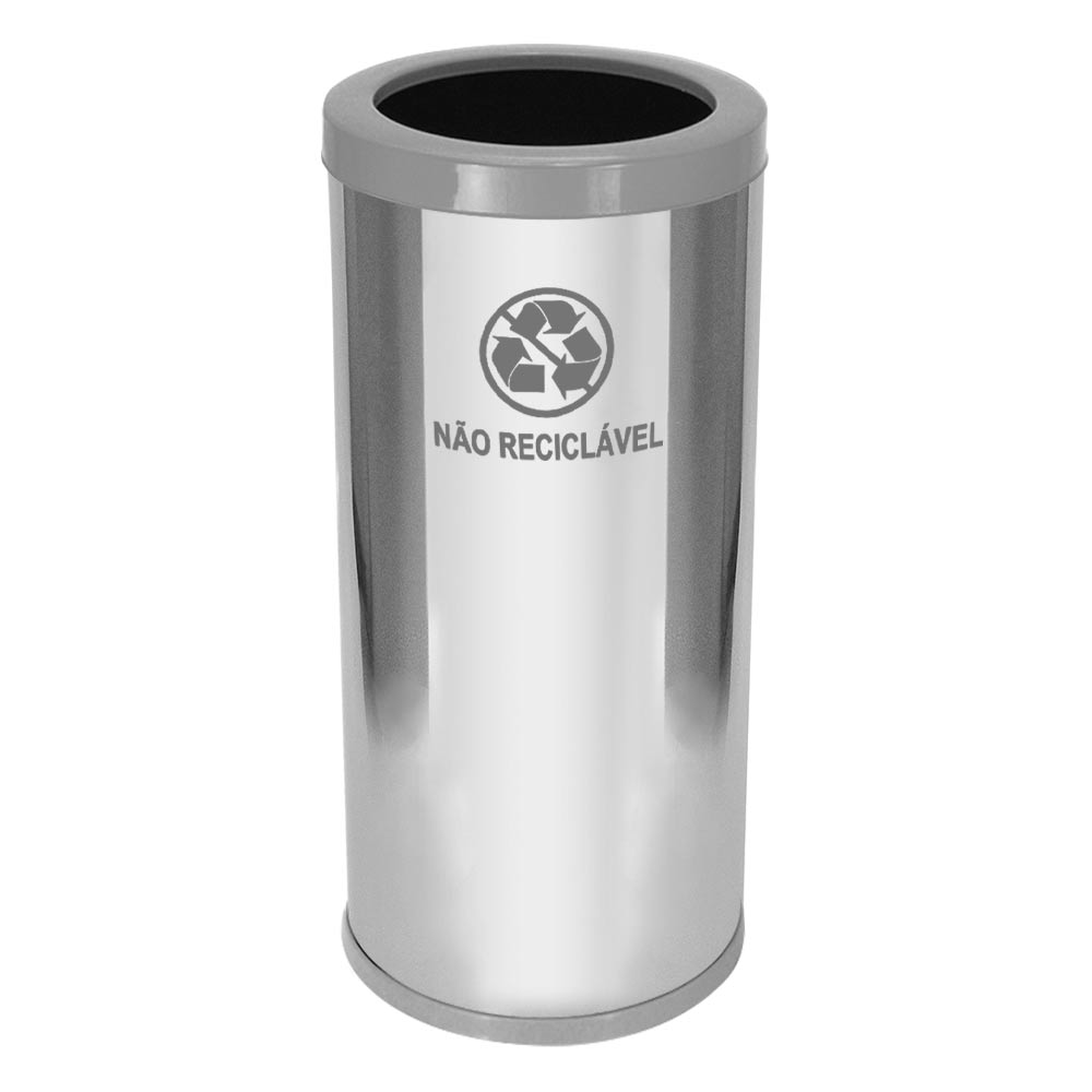 Lixeira em Aço Inox JSN Com Aro Cinza 50 Litros