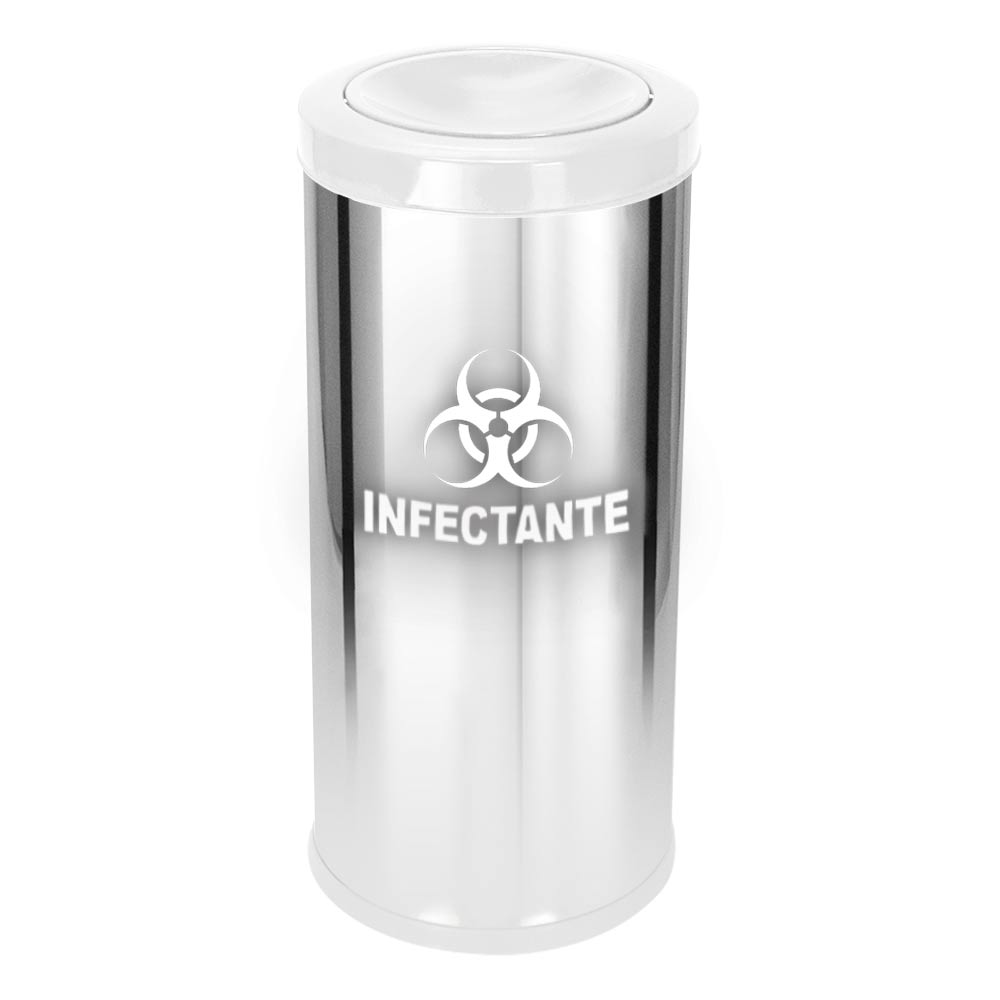 Lixeira Aço Inox JSN Tampa Meia Esfera Plástica 22L Branca
