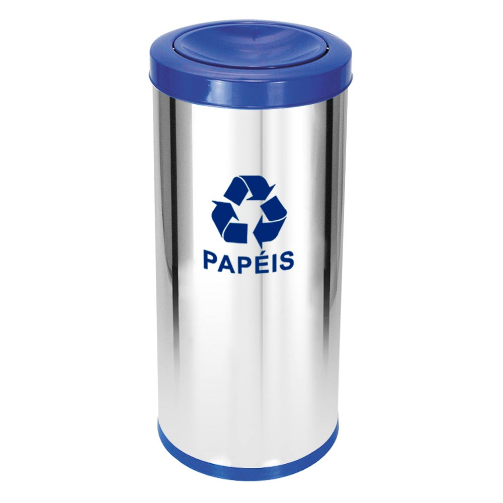 Lixeira Aço Inox JSN Tampa Meia Esfera Plástica 22L Azul