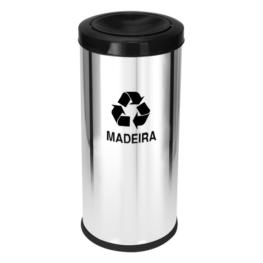 Lixeira Aço Inox JSN Tampa Meia Esfera Plástica 22L Preta