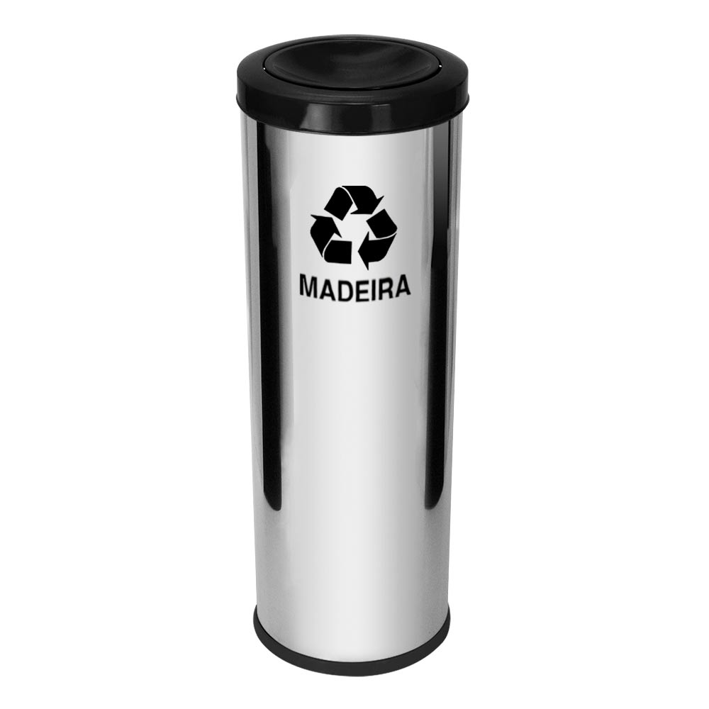 Lixeira Aço Inox JSN Tampa Meia Esfera Plástica 30L Preta