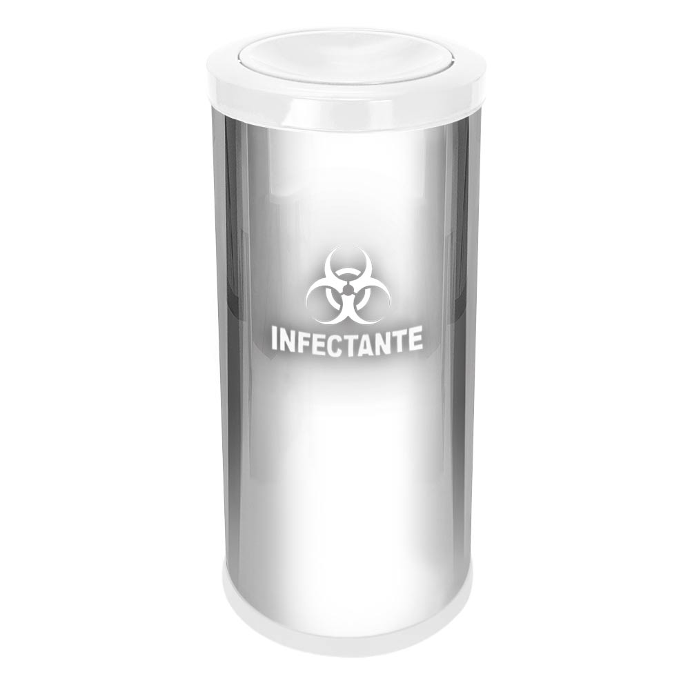 Lixeira Aço Inox JSN Tampa Meia Esfera Plástica 50L Branca
