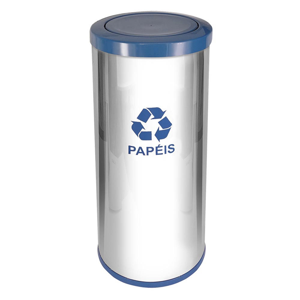 Lixeira Aço Inox JSN Tampa Meia Esfera Plástica 50L Azul