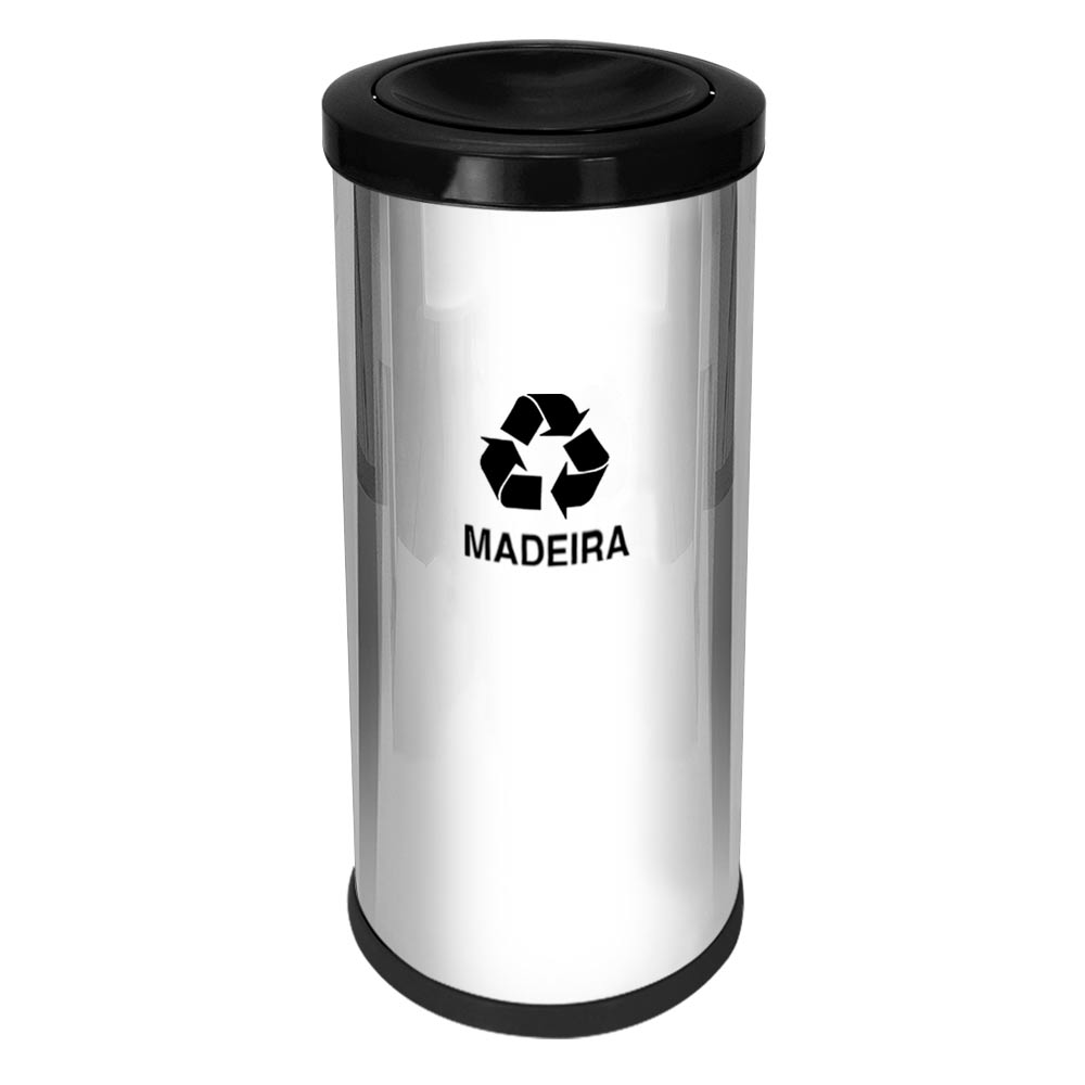 Lixeira Aço Inox JSN Tampa Meia Esfera Plástica 50L Preta