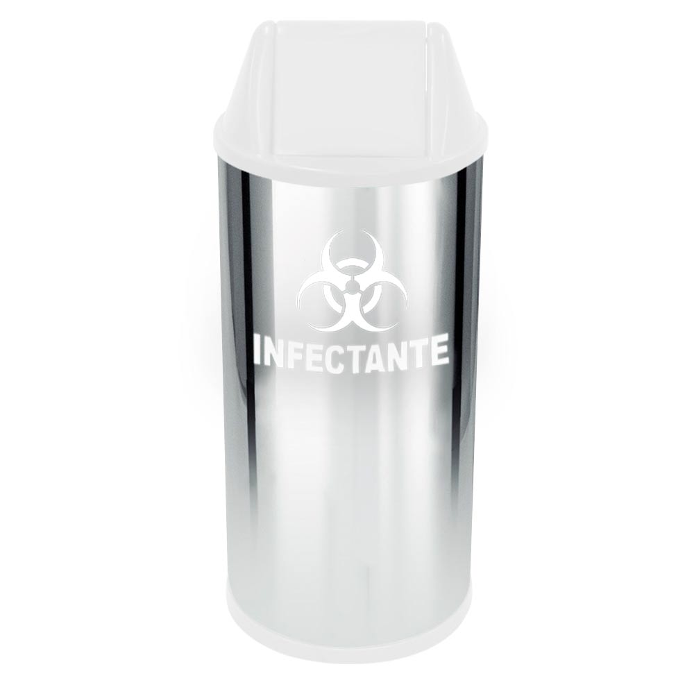 Lixeira em Aço Inox JSN com Tampa Vai Vem Branca 22 Litros