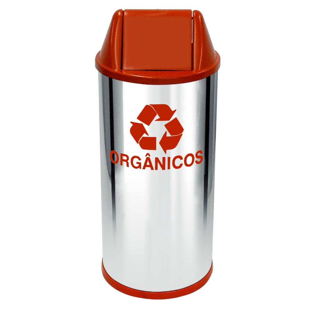 Lixeira em Aço Inox JSN com Tampa Vai Vem Marrom 22 Litros