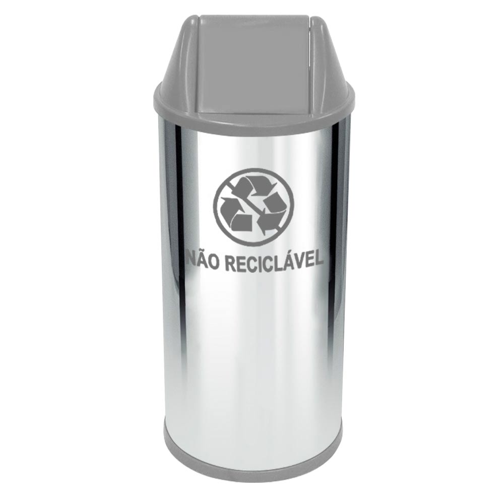 Lixeira em Aço Inox JSN com Tampa Vai Vem Cinza 22 Litros