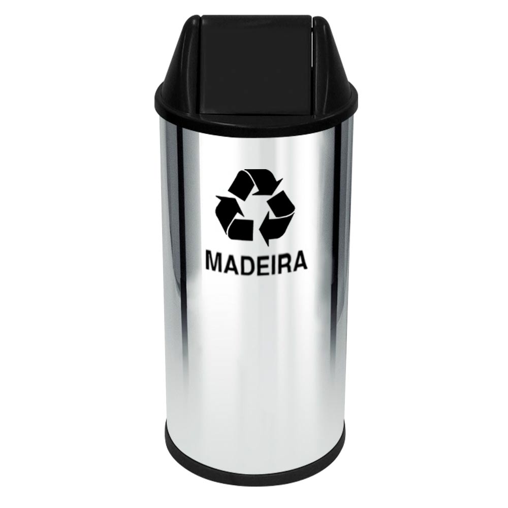 Lixeira em Aço Inox JSN com Tampa Vai Vem Preto 22 Litros