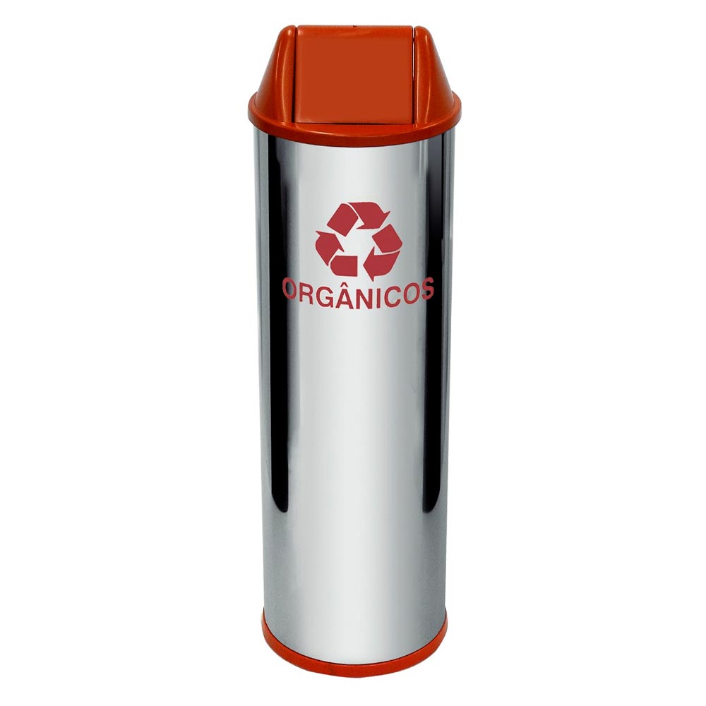 Lixeira em Aço Inox JSN com Tampa Vai Vem Marrom 30 Litros