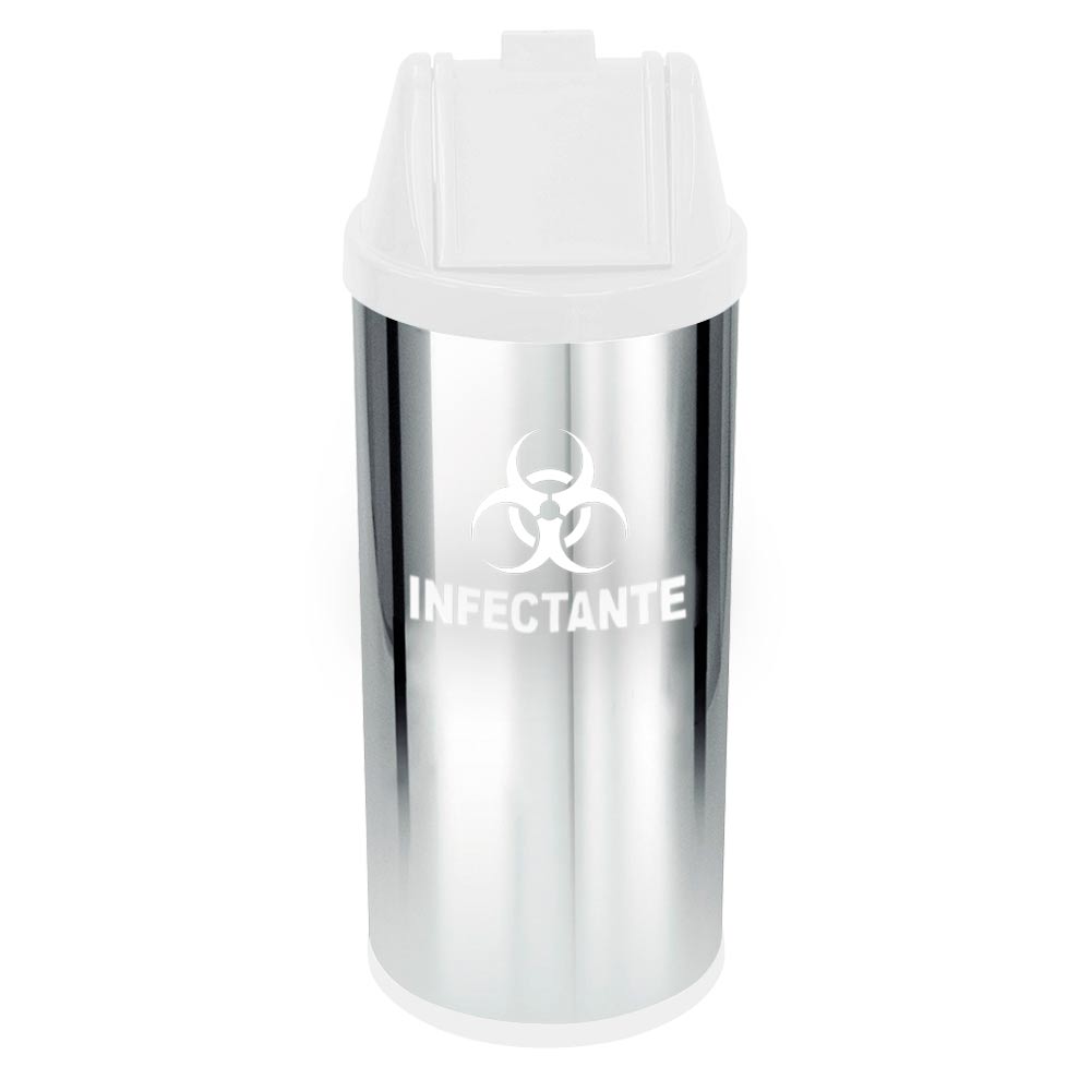 Lixeira em Aço Inox JSN com Tampa Vai Vem Branca 50 Litros