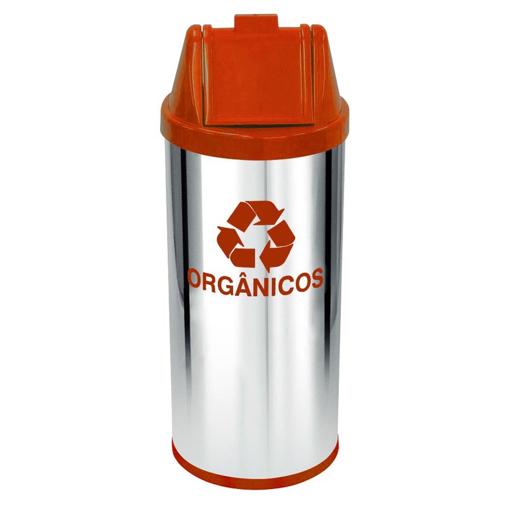 Lixeira em Aço Inox JSN com Tampa Vai Vem Marrom 50 Litros