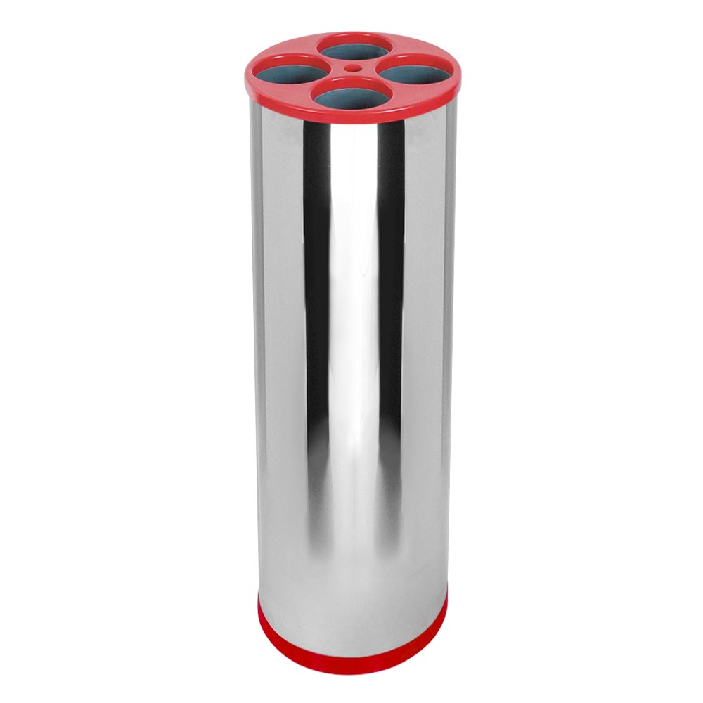 Lixeira Inox para Copos JSN 5 Tubos Água 30l Vermelha