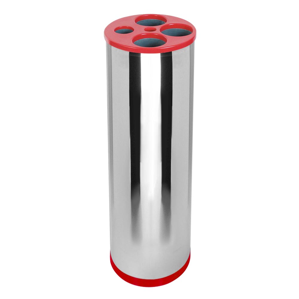 Lixeira Inox para Copos JSN 5 Tubos Água e Café 30l Vermelha
