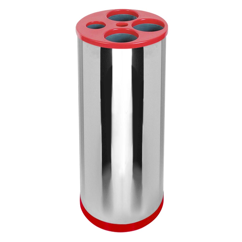 Lixeira Inox para Copos JSN 5 Tubos Água e Café 22l Vermelha