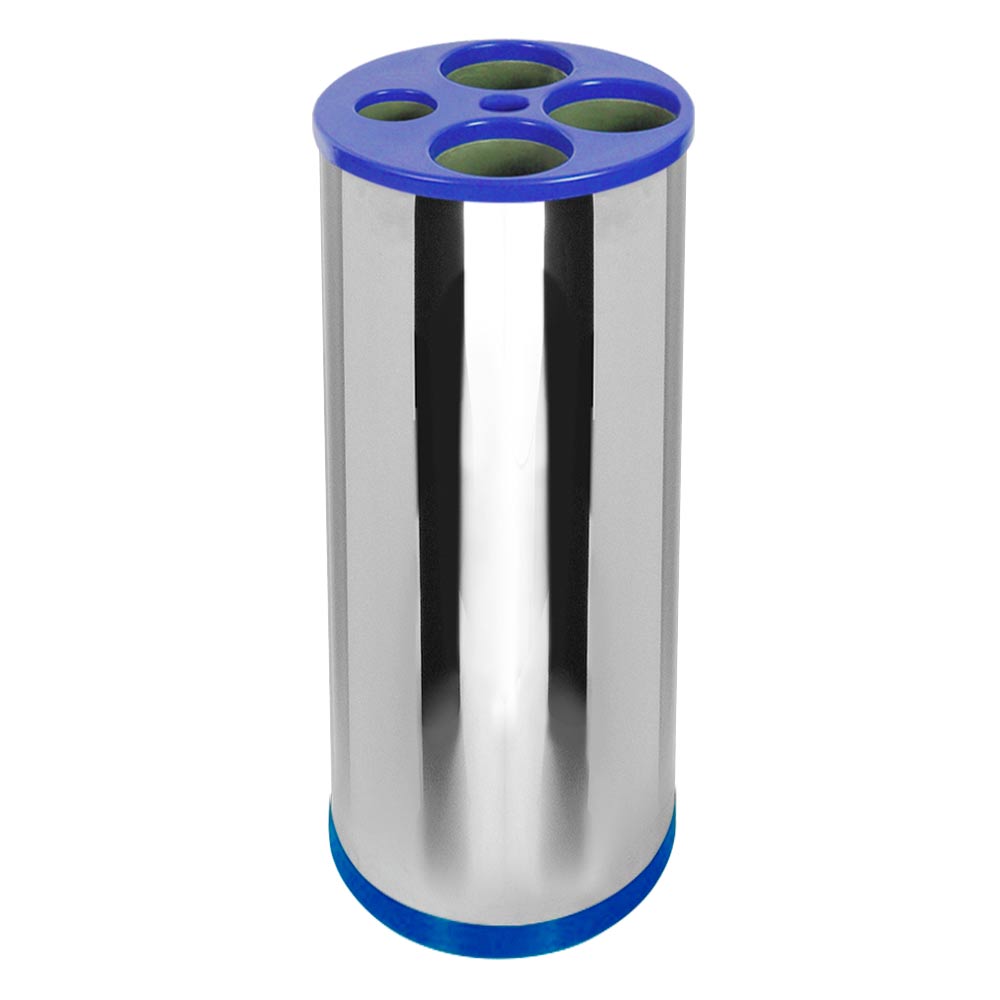 Lixeira Inox para Copos JSN 5 Tubos Água e Café 22l Azul
