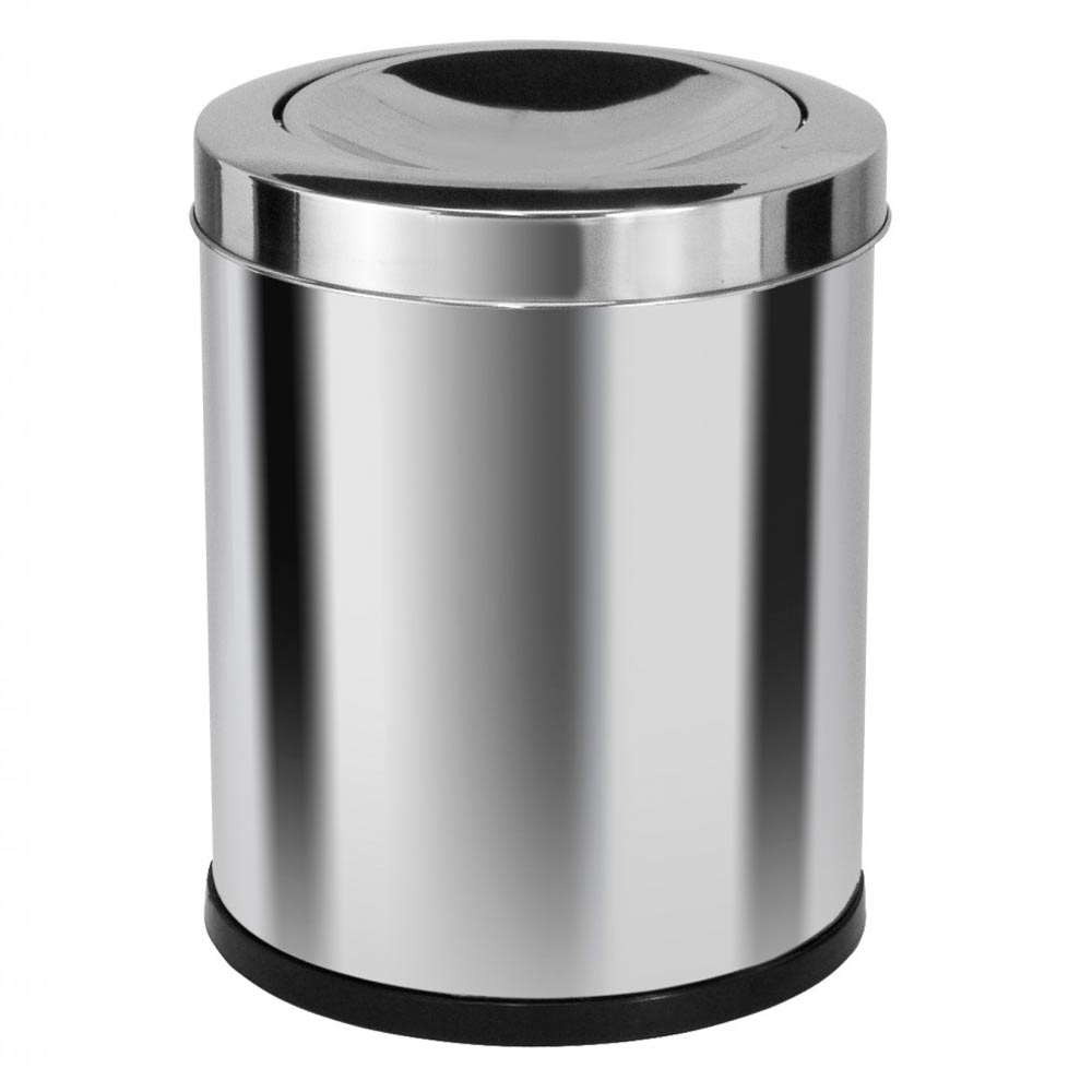 Lixeira em Aço Inox JSN E4 com Aro Meia Esfera 13,5 Litros