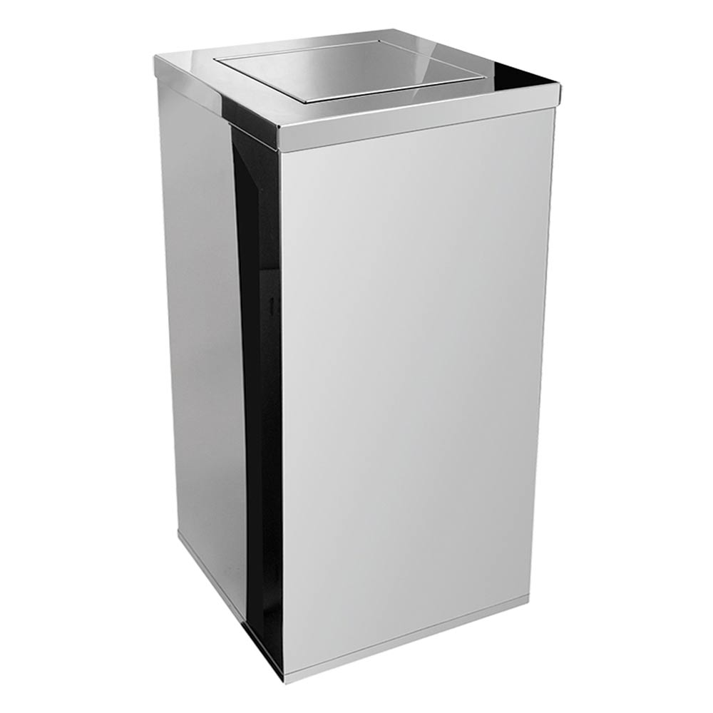 Lixeira em Aço Inox JSN Quadrada com Tampa Vai Vem 50L
