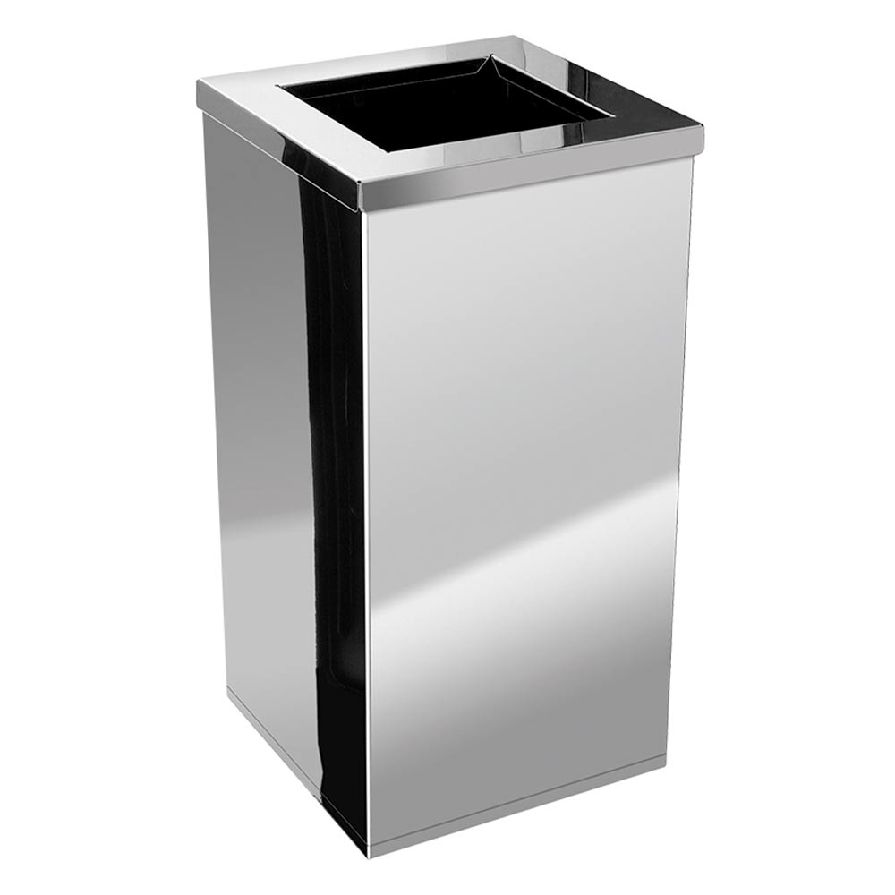 Lixeira em Aço Inox JSN Quadrada com Aro 50 Litros