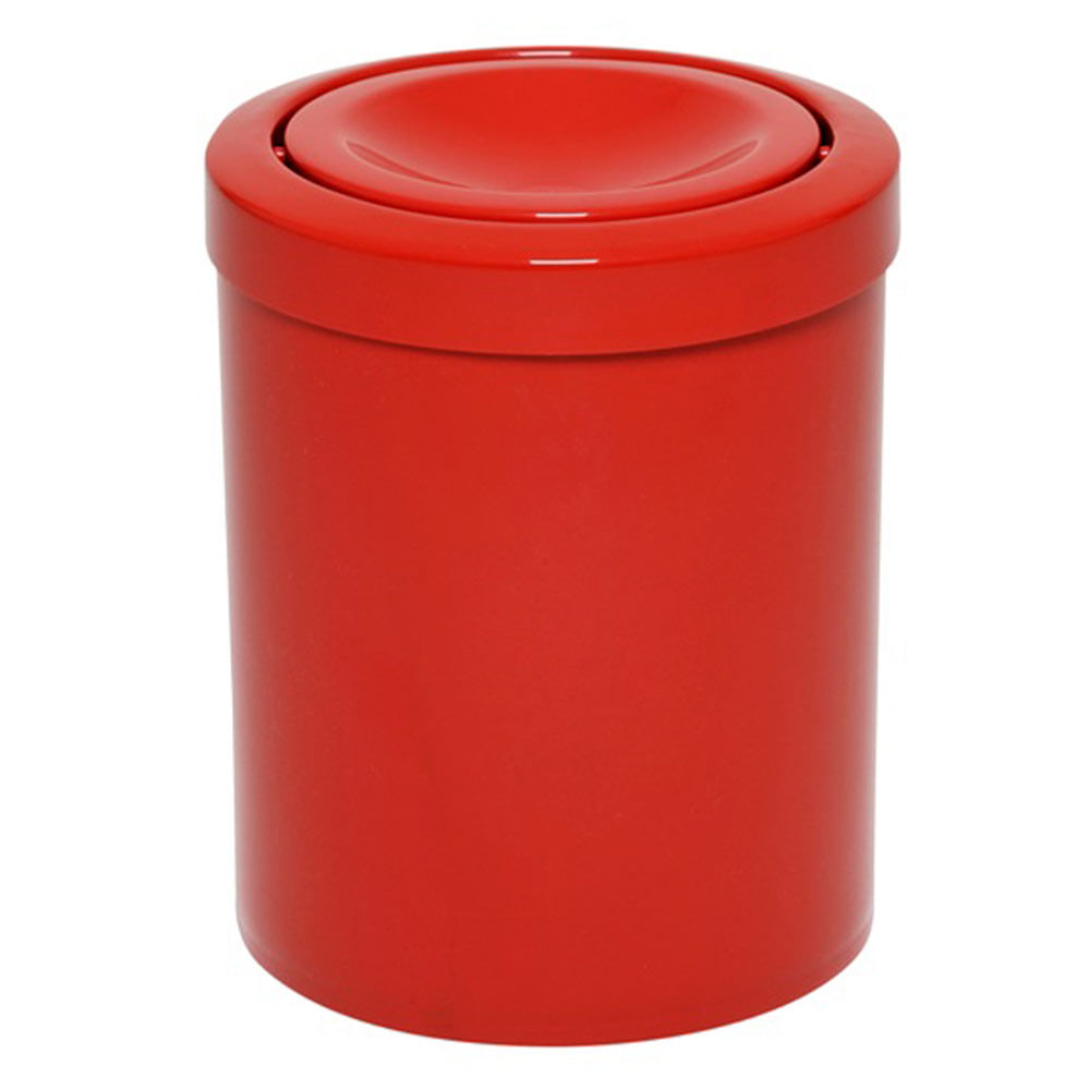 Lixeira Plástica JSN c/ Tampa Meia Esfera Vermelha 12 Litros