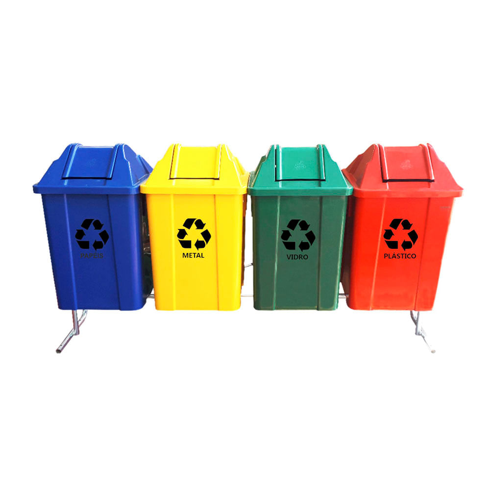 Conjunto para Coleta Seletiva 4 Cestos JSN ST21 100LT