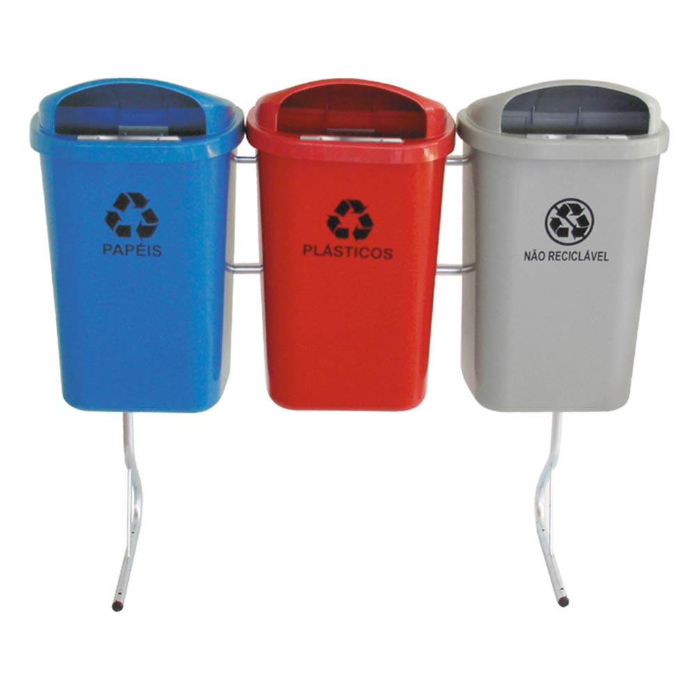 Conjunto para Coleta Seletiva JSN 3 Cestos ST9 50LT